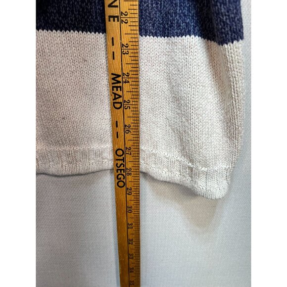 Eddie Bauer Women's Pullover Sweater Knit Long Sleeve Stretch Blue White Stripe - Picture 8 of 11